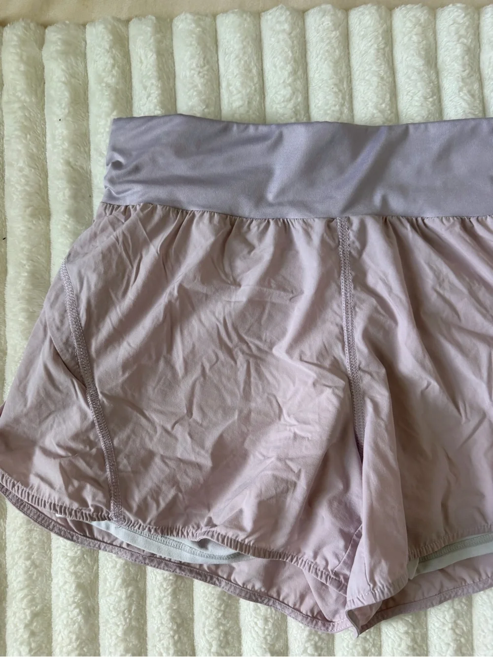 Fabletics Lavender Athletic Fold-Over Waist Shorts
